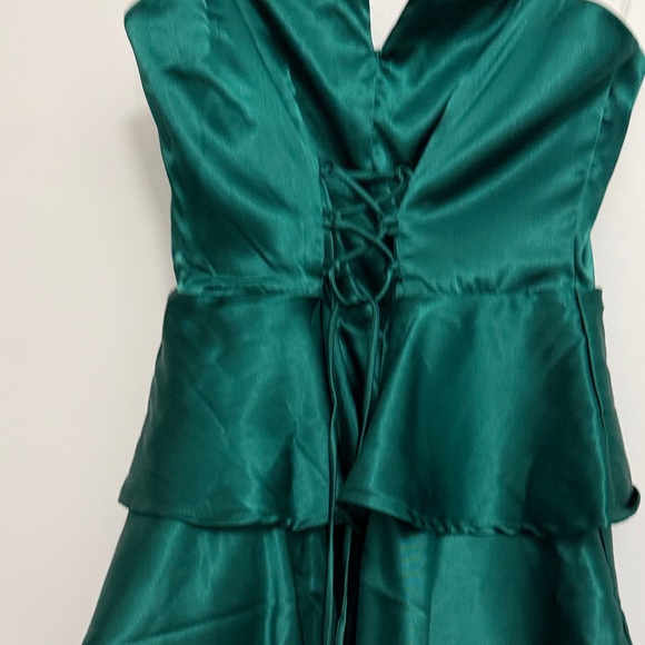 Altar'd State Satin Mini Dress in Deep Green - Picture 3 of 8